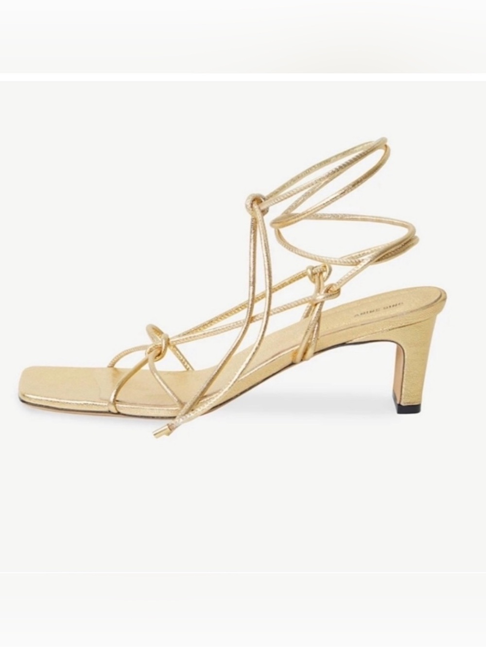 Anine Bing Graham lace up block leather heel in gold